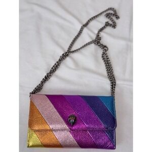 Kurt Geiger London Rainbow Metallic Leather Shoreditch Wallet on Chain Crossbody